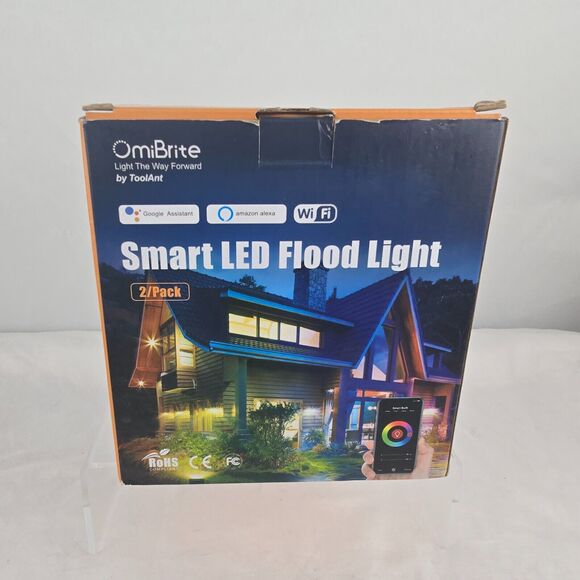 ToolAnt Omi Brite Smart LED Floodlight 2 Pack WiFi Model Q2-15 NIB - Picture 1 of 9